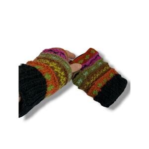 Womens Sweater Knit Fingerless Gloves Cuffs Handwarmers Fleece Lined